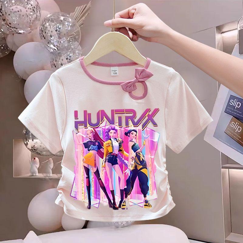 Girls' Fashionized Witch-Hunting Girl Group Top - Summer Children's Round-neck Short-sleeved Pure Cotton T-shirt
