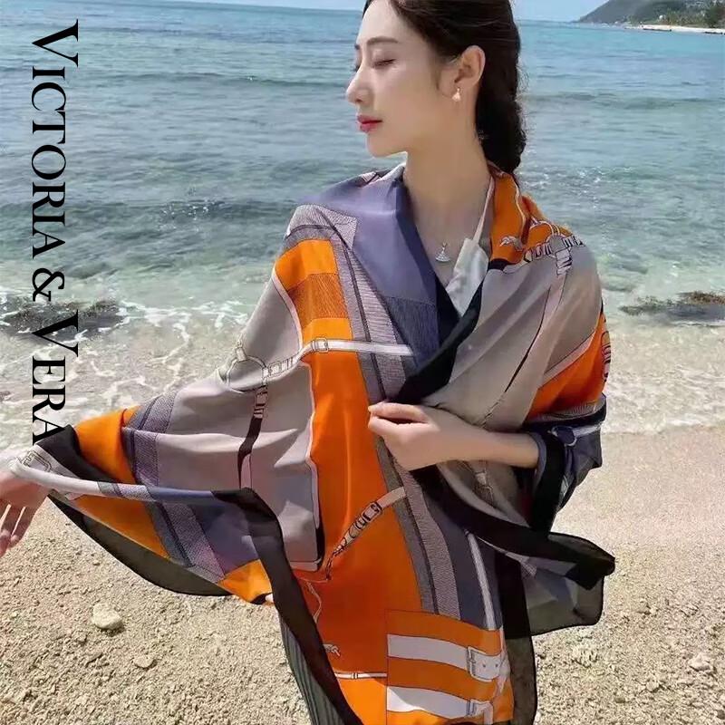 VICTORIA&VERA Mulberry Silk Printed Scarf