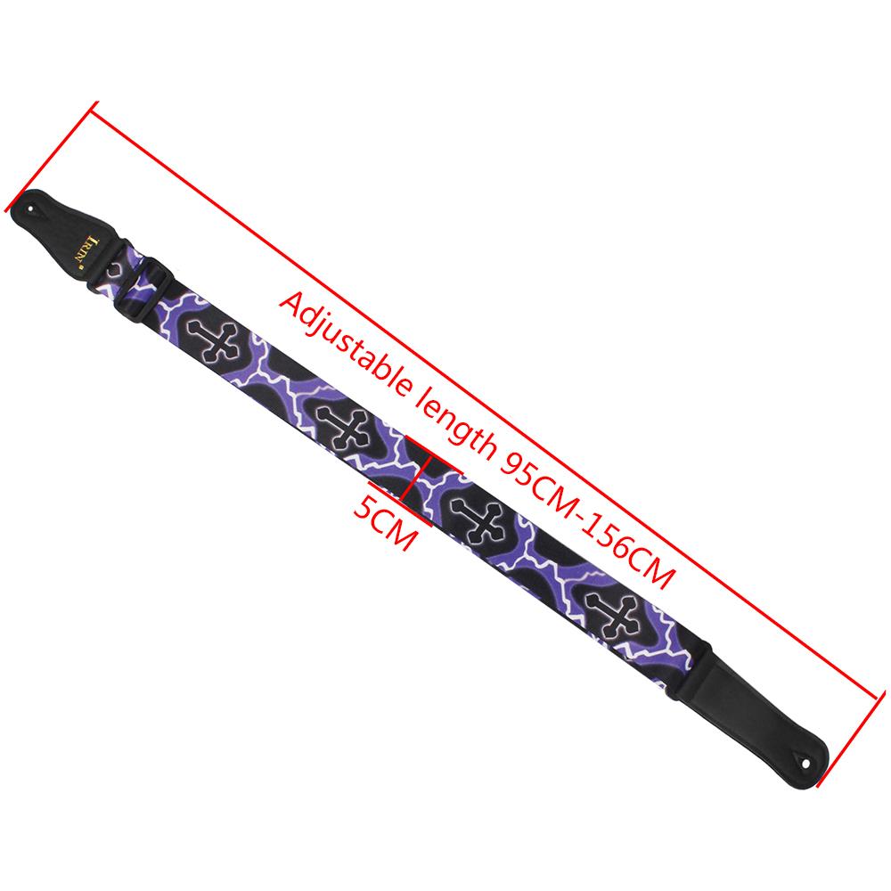 Adjustable Guitar Strap Shoulder Strap Lightning Pattern for Acoustic Electric Guitar Bass Guitar Strap Guitar Accessories