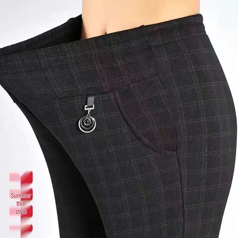

2026 Spring/Autumn High Waist Elastic Pants for Middle-Aged & Elderly Women - Straight Leg, Summer Thin Style XL for 80-100 lbs