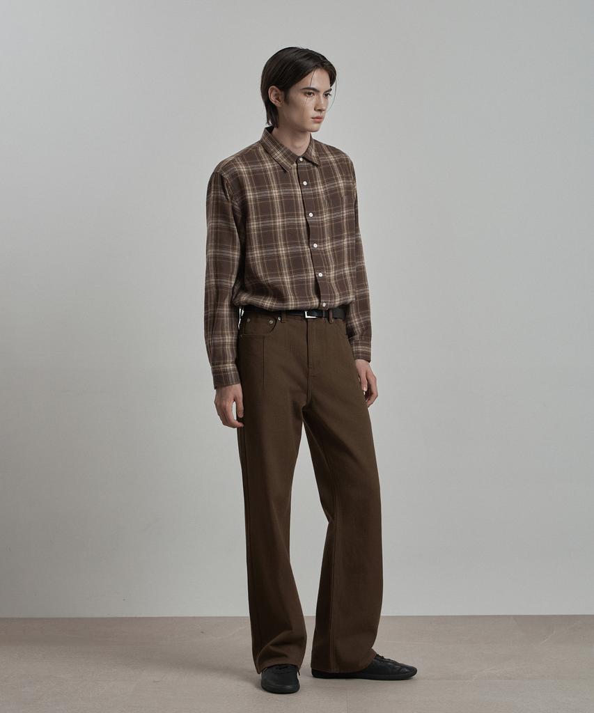 WORK ON BODY OFF Norma Semi-Overfit Check Shirt [Brown]