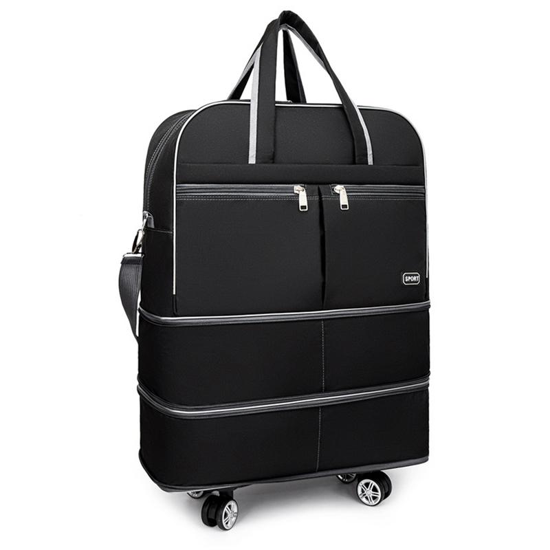 

Вместительная сумка на колесиках для деловых поездок, коротких поездок на работу, ручной расширяемый чемодан-спиннер чёрный