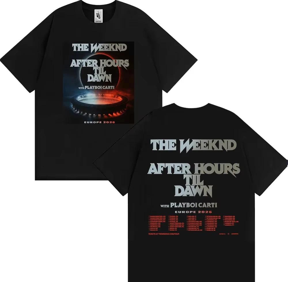 

Футболка The Weeknd After Hours Til Dawn с Playboi Carti Расписание концертов в Европе 2026 Даты Двусторонняя Оверсайз Y2k С коротким рукавом 4XL
