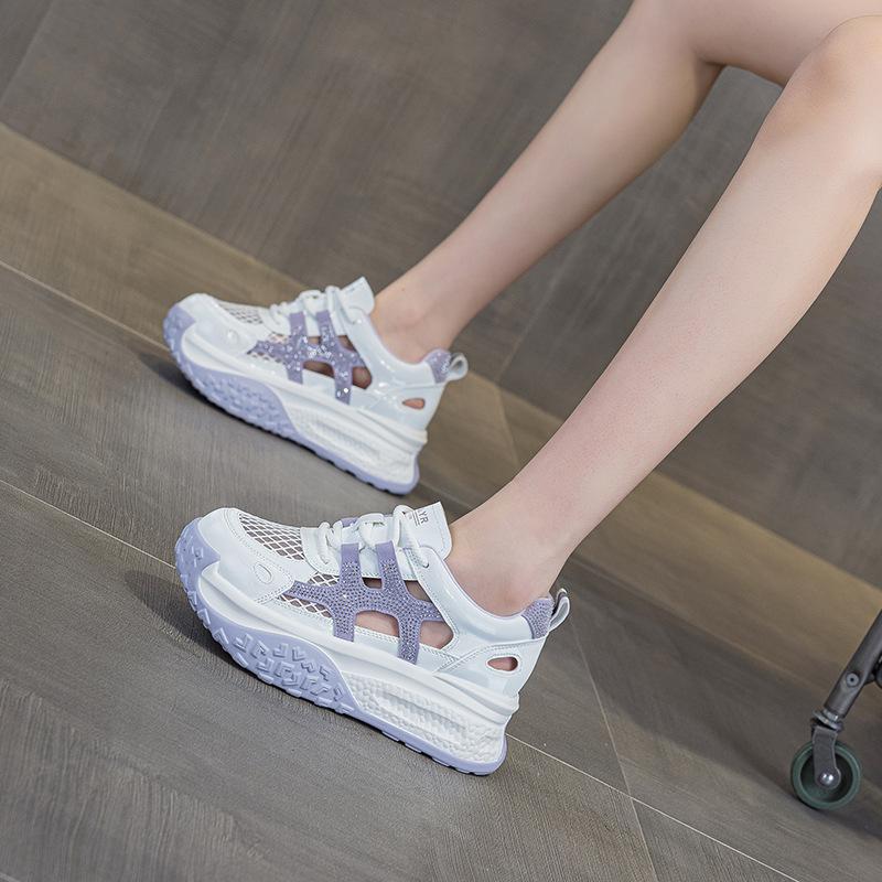 Hollow and breathable mesh dad shoes for women 2025 summer new thick-soled versatile casual sports super fire little white shoes for women