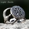 New Fashion Stainless Steel Viking Rune Ring 3D Detailed Antler Animal Men's Jewelry with Bird Design