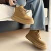 Autumn and winter new velvet thickened warm rhubarb boots non-slip casual shoes retro British style boots