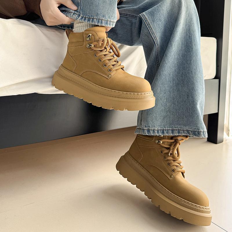 Autumn and winter new velvet thickened warm rhubarb boots non-slip casual shoes retro British style boots