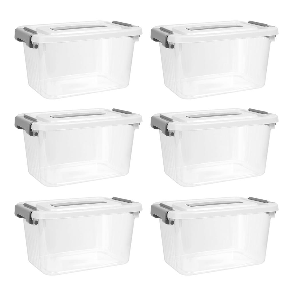 RAIN QUEEN Toy Storage Basket with Lid for Building Set of 6 Lego, Tomica, Blocks, Stackable, Transparent, Plastic,