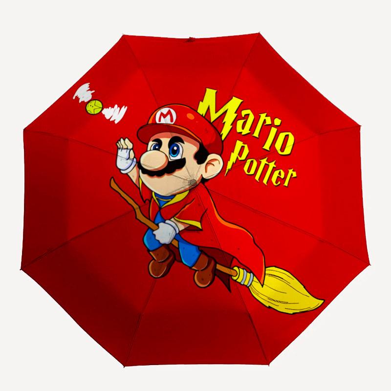 

1pc Mario Potter Automatic Open/Close Folding Umbrella, Windproof 8 Rib Construction, Lightweight Travel Umbrella,a0903204