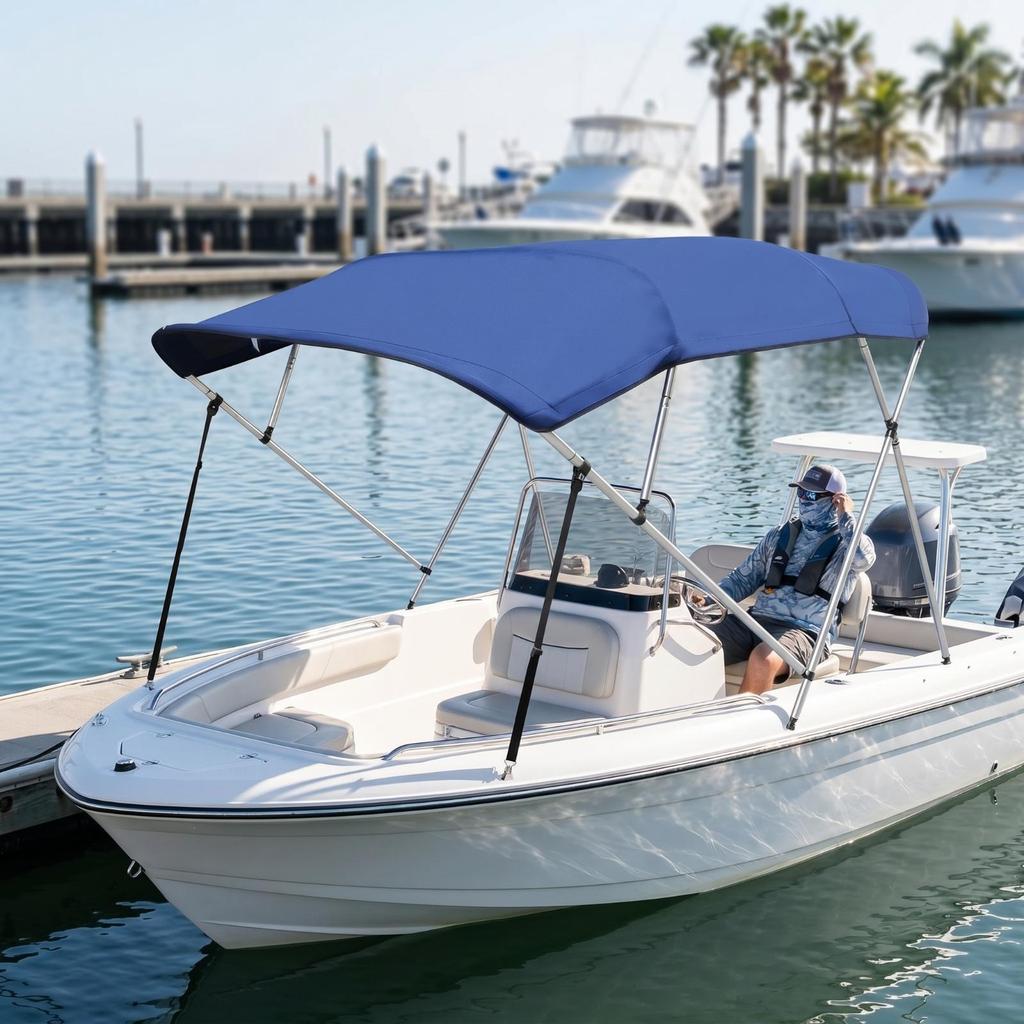 Top with Frame Aluminum-Alloy Marine Foldable Boat Canopy for Boaters, Anglers,