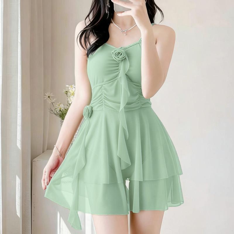 Elegant Sweet Style Slimming Resort Swimsuit with Conservative Skirt - Versatile Women's Swimwear