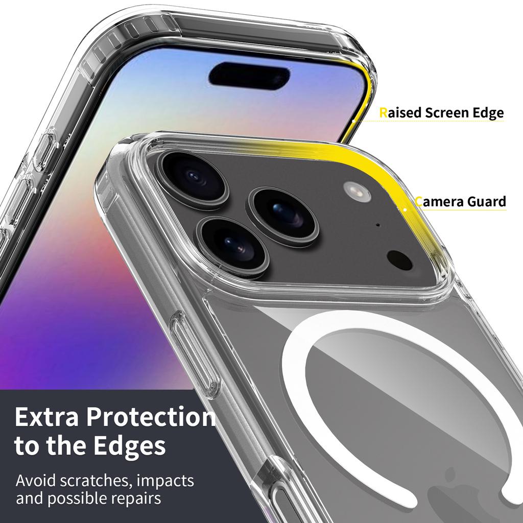 Clear MagSafe Magnetic Shockproof Phone Case for iPhone 16 15 14 Pro Max TPU+PC Protective Cover