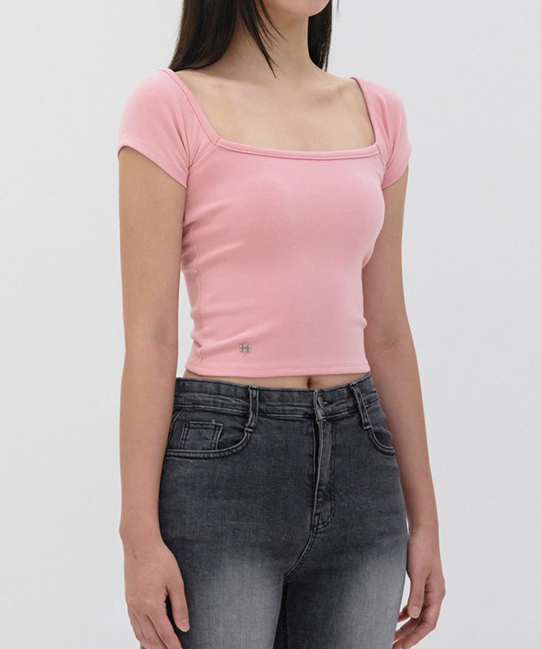 Kissing Metal Symbol Square Round Neck (Pink) Pink