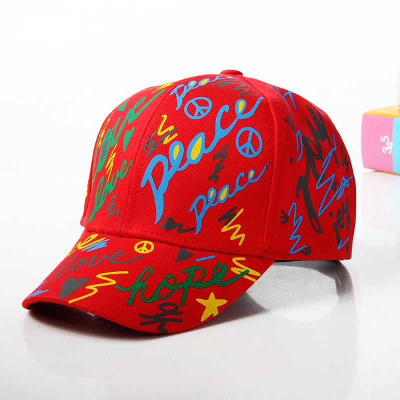Fashion cotton Graffiti boy girl Baseball caps Children Printed snapback hat Kids Popular hip hop hat Cap hot sell