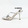 Fashion New Elegant Silver Women Sandals Hollow Ankle Strap Thin High Heels Party Dress Shoes Sexy Cross Buckle Strap Heeled Sandales