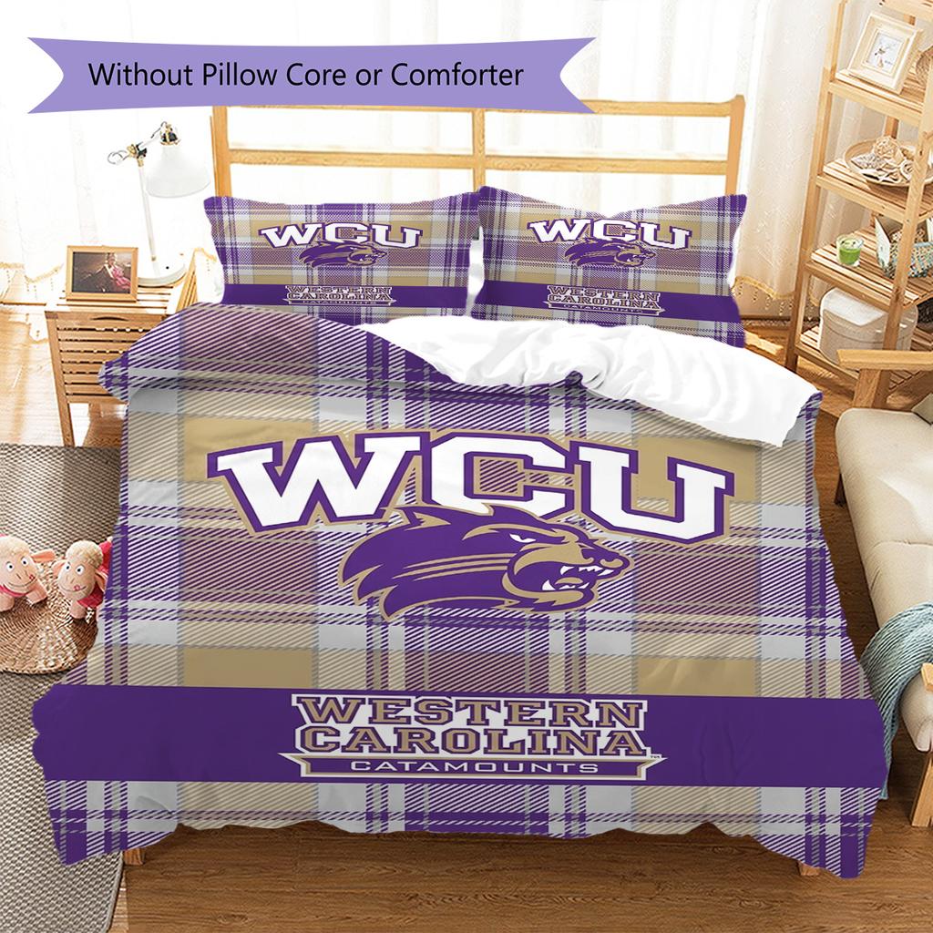 Western Carolina Catamounts Pattern Bedding Set Quilt Cover Pillowcase Home Decor Gift (1 * duvet cover + 2 * pillowcase, without core)