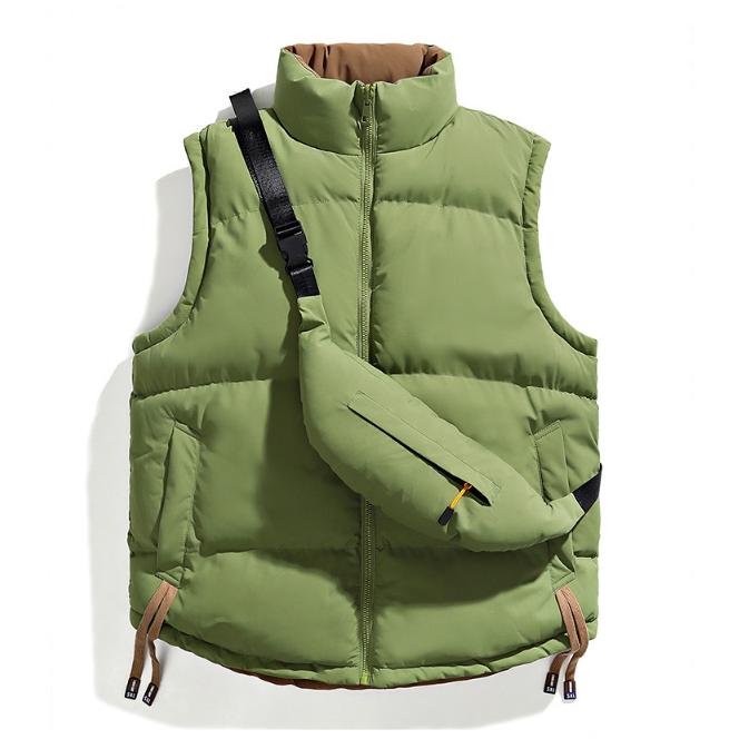 Double Sided Cotton Vest for Men and Women, Autumn and Winter Vest, Thickened Stand Up Collar Vest