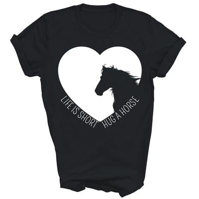 Das Leben ist kurz Umarme ein Pferd Pferdemädchen Unisex Shirt Geschenk