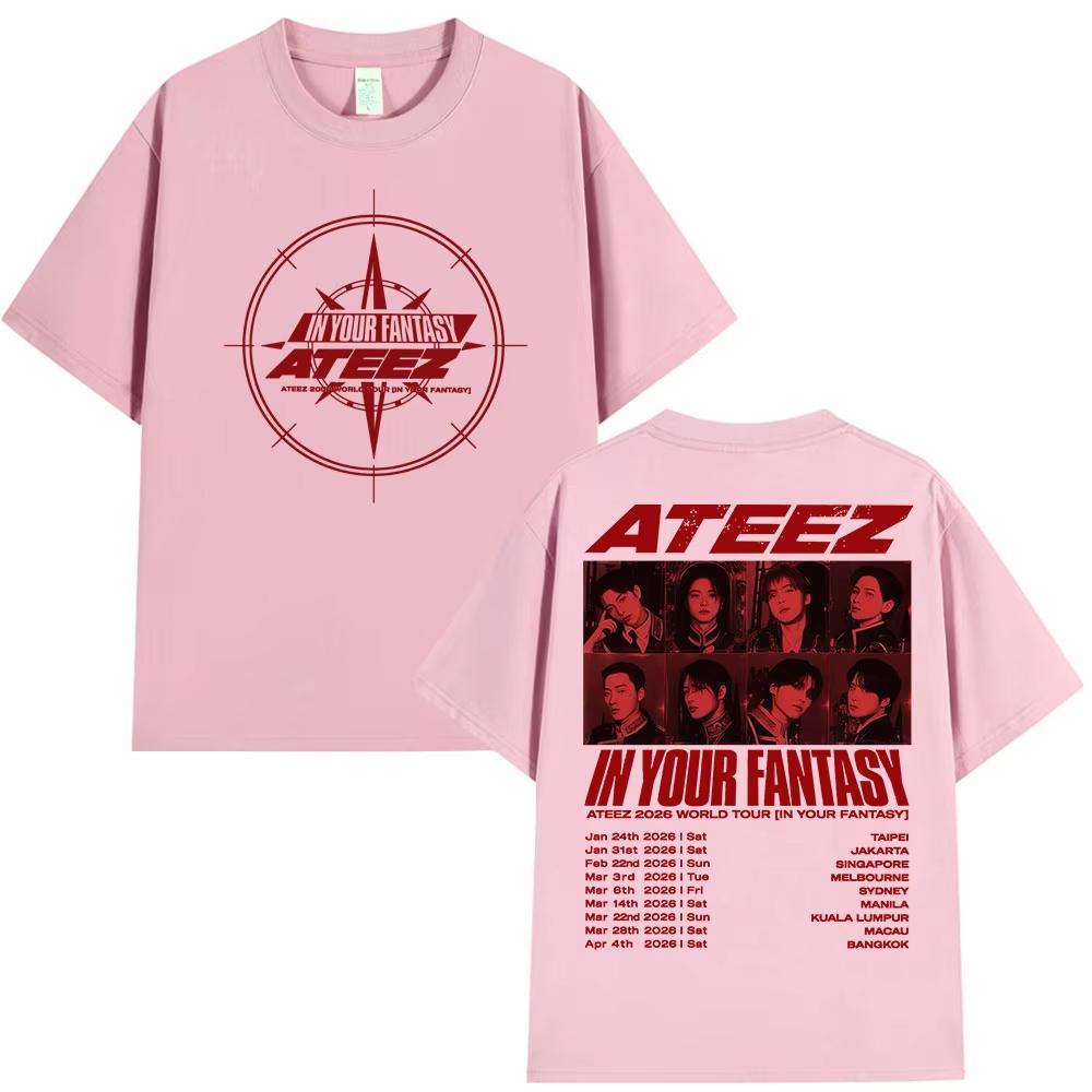 2026 Hot Sale  Ateez 2026 World Tour in Your Fantasy T-shirt Men Women Clothing Casual Cotton Oversized Short Sleeve