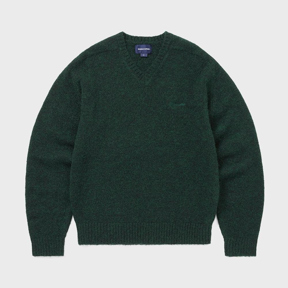 Этот Никогда Не Такой Вязаный Свитер с V-образным Вырезом Зеленый S