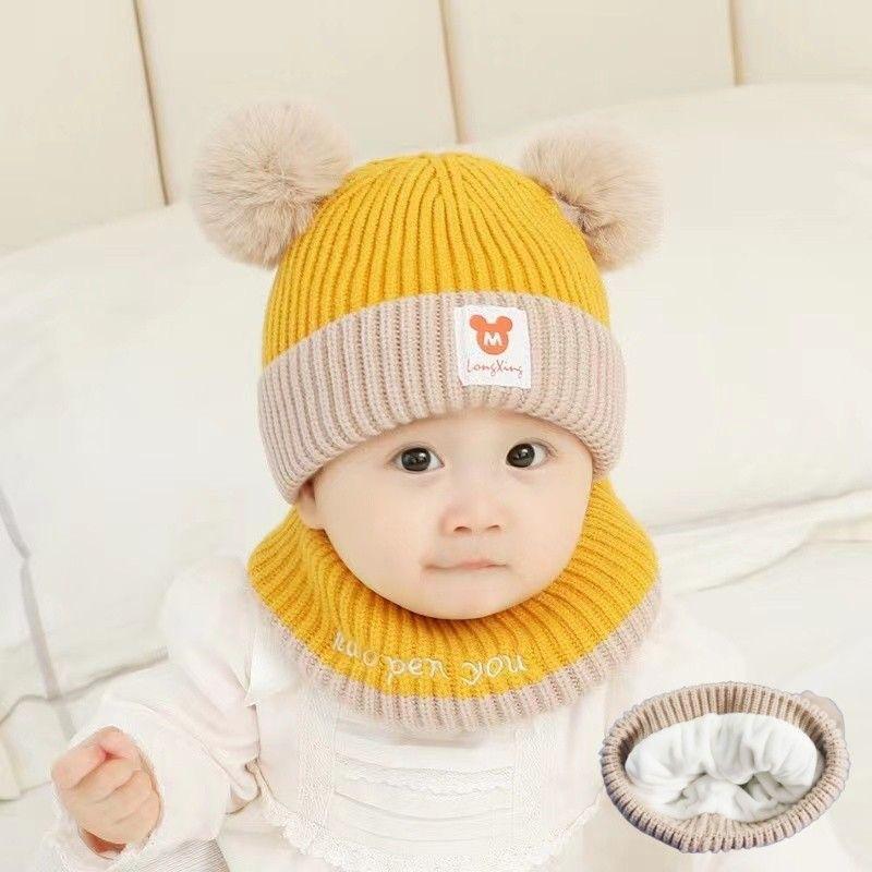 Autumn and winter children's hats, girls' pullovers, knitted hats, colored wool hats, boys' and babies' warm ear hats, tide