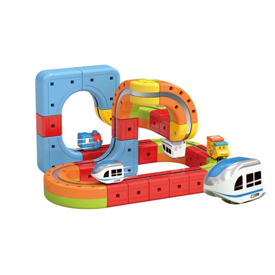 Yousheng 8/18/26/32/38Pcs/Set Magnetic Train Track Set DIY Race Car Cube Rail Building Kit Toddlers Boys Girls Gravity-Defying Electric Train STEM Toy