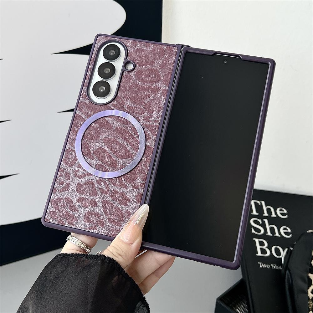 Gradient Leopard Pattern For Magsafe Magnetic Phone Case for Samsung Z Fold 7 6 5 4 3 Wireless Charging Protective Cover