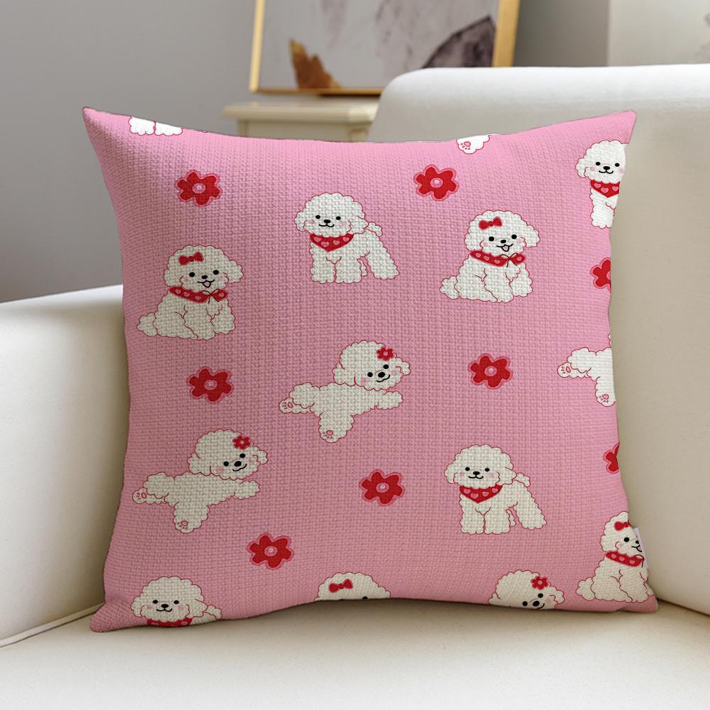 Flauschiges Bichon Frisé Muster Kissenbezüge Stück Leinen Dekokissenbezüge x x Moderne Wohnkultur