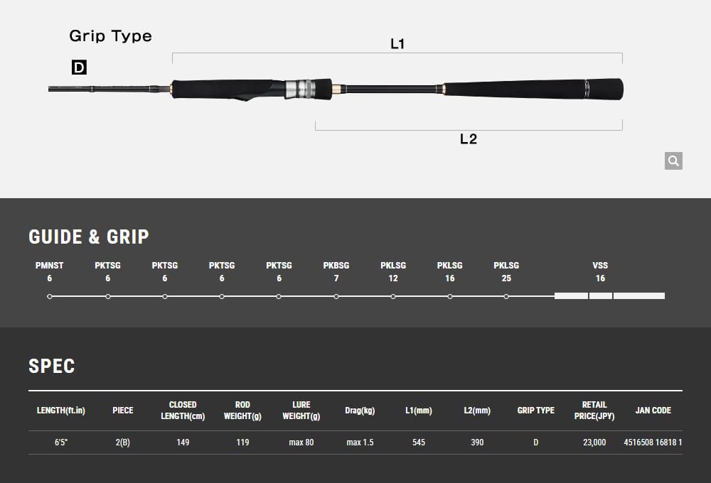 tailwalk Rod Jig Force SSD S650-LJ