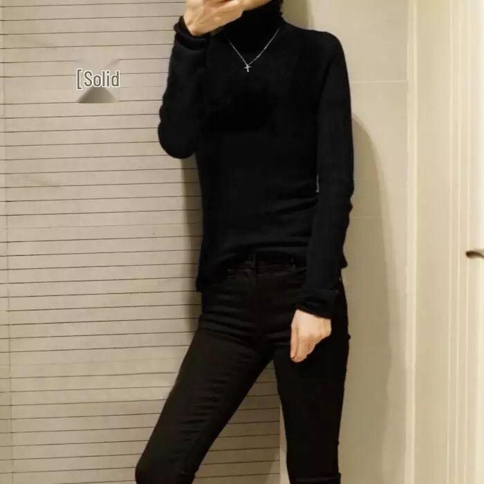 Spring Women's See-Through Wool Turtleneck Sweater - Lightweight, Close-Fitting Base Layer