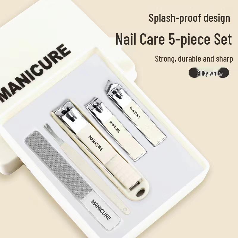 

Minimalist Nail Care Set: Anti-Splash Nail Clippers, Nail File, Ear Pick Tool.