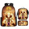 Primary school students' new Naruto cartoon schoolbag three-piece backpack large-capacity backpack