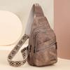 New Women's Trendy Sports and Casual High-end Soft Leather Women's Breast Bag Simple and Fashionable Solid Color Korean Chest Backpack