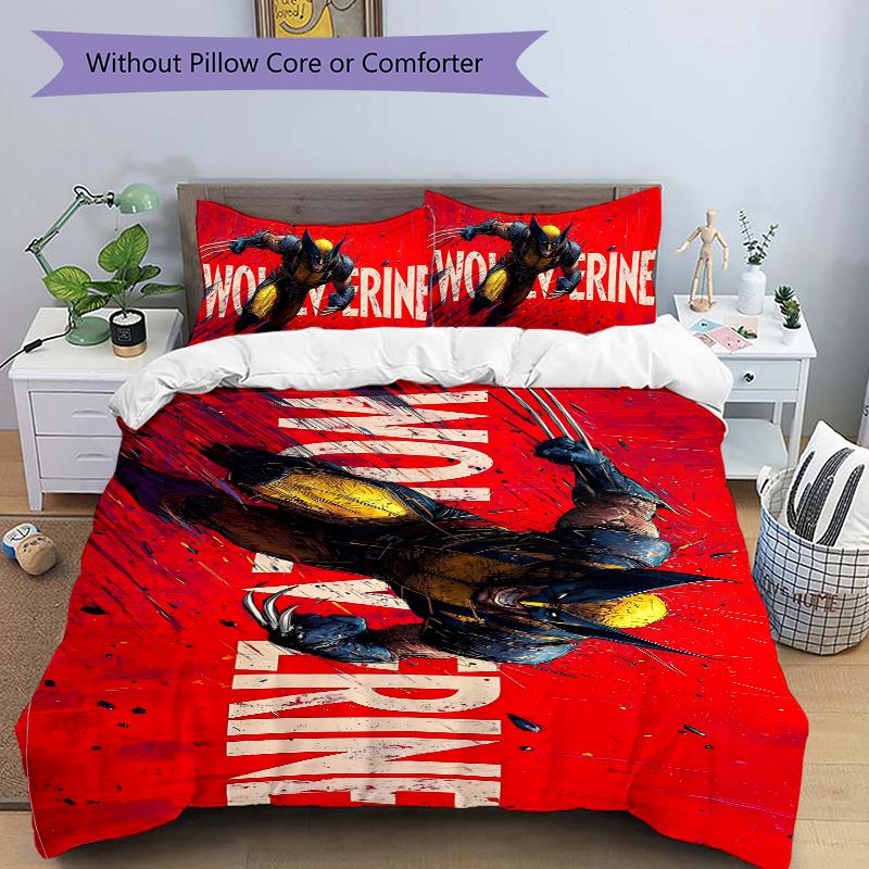 3Pcs Wolverine Strength Survival Bedding Set Soft Fabric Duvet Cover Pillowcases Home Xmas Halloween Gift 1 Duvet Cover 2 Pillowcase S1258
