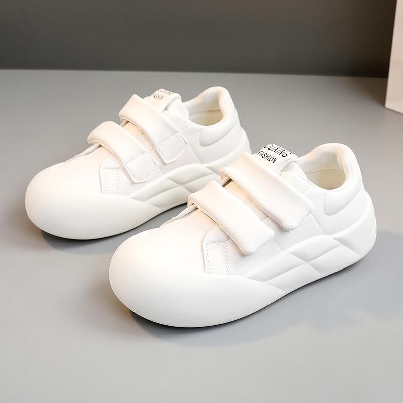 

[Customized] G3501 new 2025 spring and summer solid color leather surface round head casual board shoes thick sole heightening women s shoes magic 35