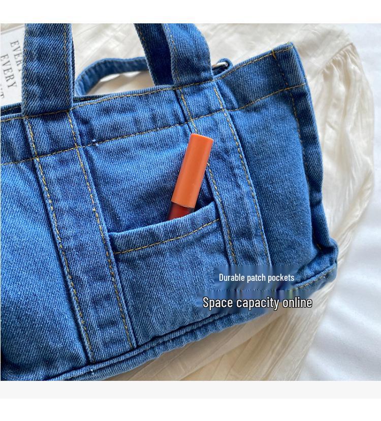 Retro Street Trend Canvas Crossbody Bag - Large Capacity Denim Shoulder Bag for College Students and Shopping