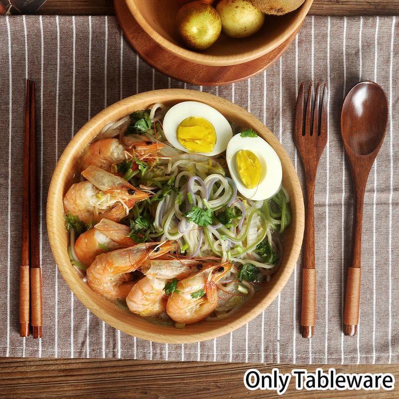 New Handmade Japanese Natural Wood Chopstick Spoon Fork Tableware Set Rice Soup Bamboo Utensil Home Kitchen Dinnerware Suit
