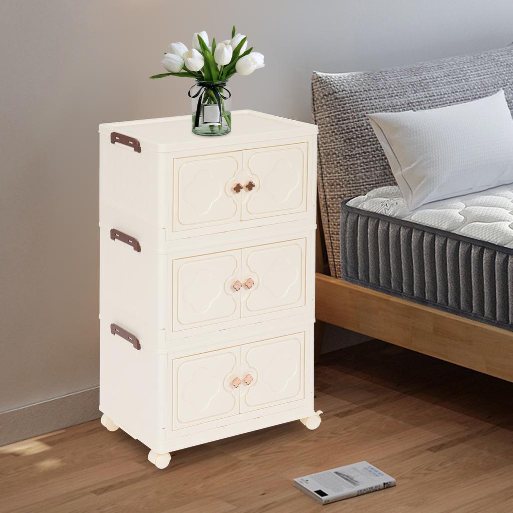 Storage cabinet Four-leaf clover double door household multi-layer folding storage cabinet Toy book storage cabinet snack storag