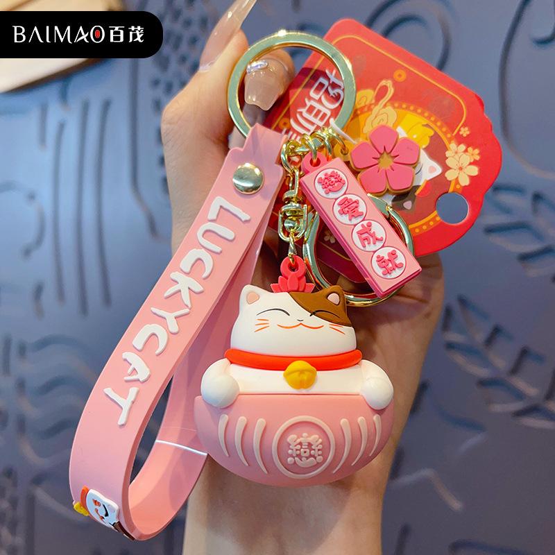 Cartoon Glückskatze Viel Glück Dharma Festlicher Schlüsselanhänger Trend Exquisiter Puppen-Schlüsselanhänger Taschenanhänger