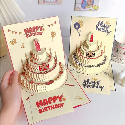 Handmade Colored Birthday Cake Gift Card, 3D Creative 3D Greeting Card, Christmas Invitation Card