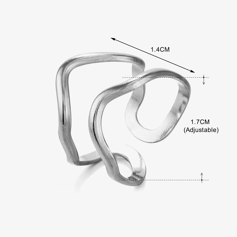 Yori Metal Geometric Unique Stainless Steel Adjustable Ring PVD Plated Daily Young Charm Jewelry Wholesale