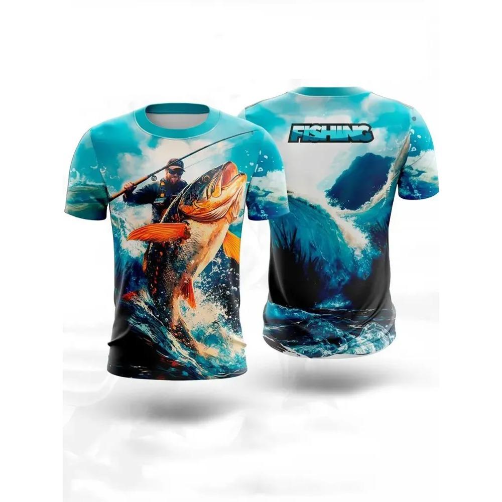 Summer Man T-shirt Fish 3D Printed Short Sleeved T-shirt Fashionable Comfortable Soft Breathable Large Loose T-shirt