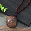 Hand-carved mahogany necklace retro femininity long autumn and winter sweater chain cotton and linen accessories