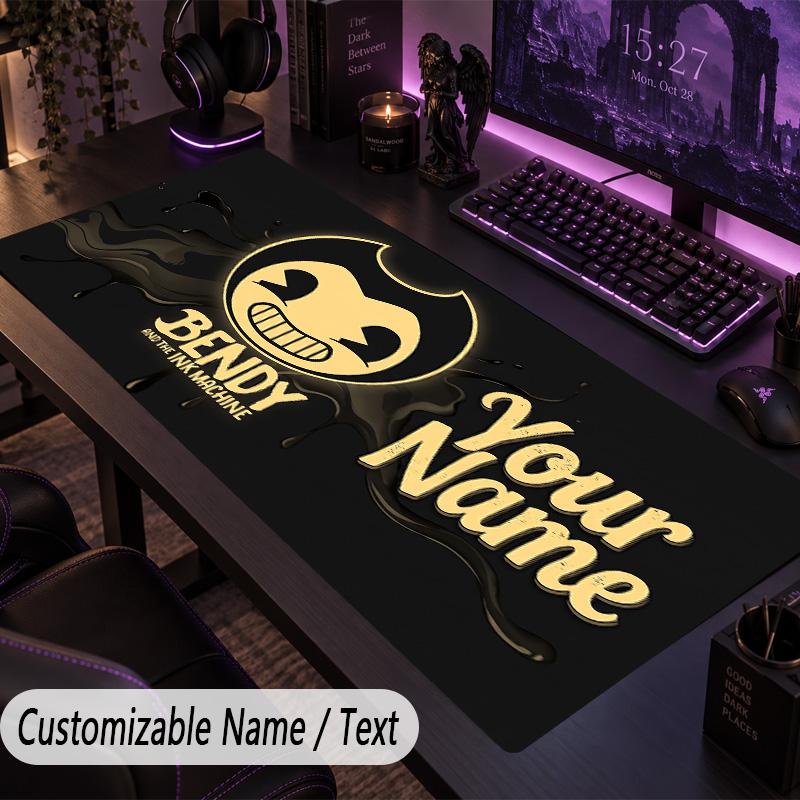 Custom Text Big Mousepad, Extended Desk Pad For Laptop Work GameBendy and the Ink Machine