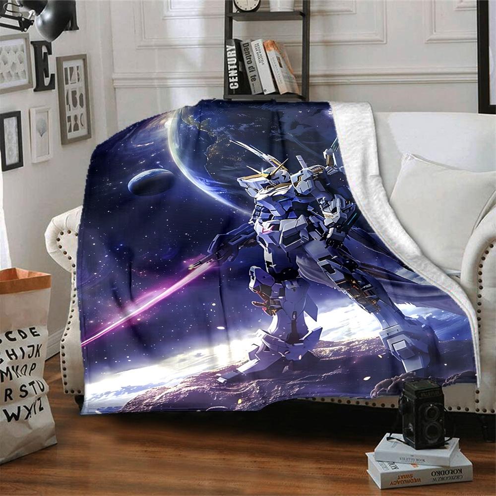 1pc Gundam Soft Comfortable Blanket Digital Print, All Season Multipurpose Knit Fabric Bedding, Office, Sofa Home Decor Blanket