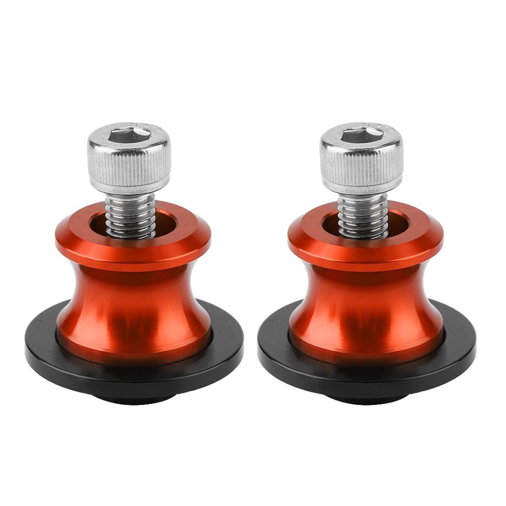2pcs 10mm Motorcycle CNC Rear Stand Swing Arm Spool Sliders Stand Swingarm Bobbins (Orange)