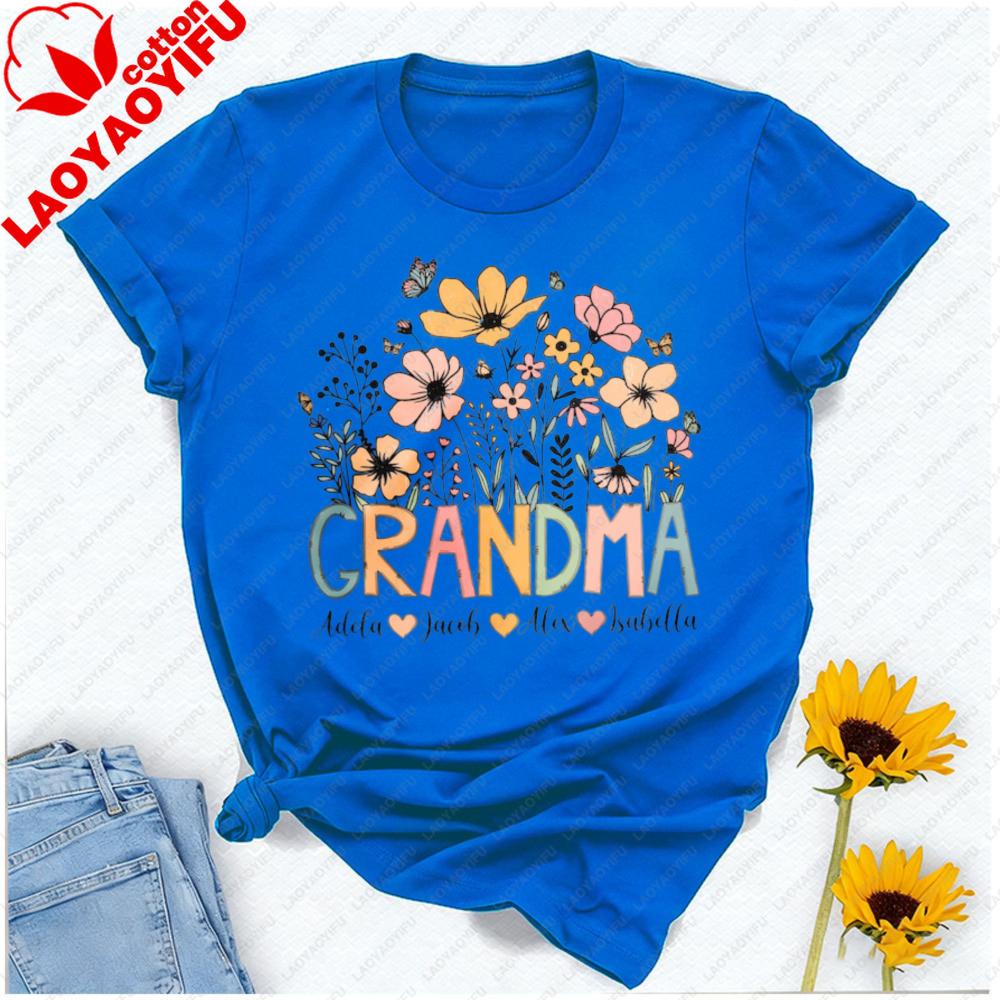 Personalized Wildflower Grandma Shirt Custom Floral Mama Sweatshirt Nana Gigi Grandma Floral Shirt Mothers Day Gift for Grandma