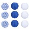 9 Pezzi Lanterna Chinoiserie Blu e Bianca Appesa Lanterna di Carta Rotonda Decorazione per Matrimonio Festa di Compleanno Decorazione da Soffitto
