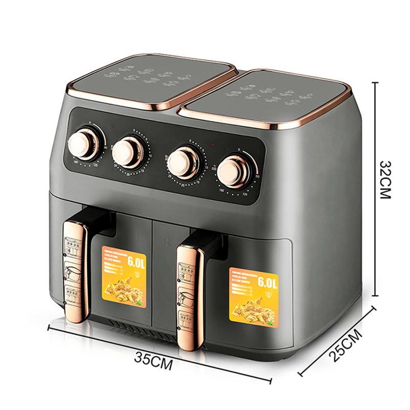 Buy 12L Air Fryer With 2 Independent Nonstick Frying Baskets Dual Zone