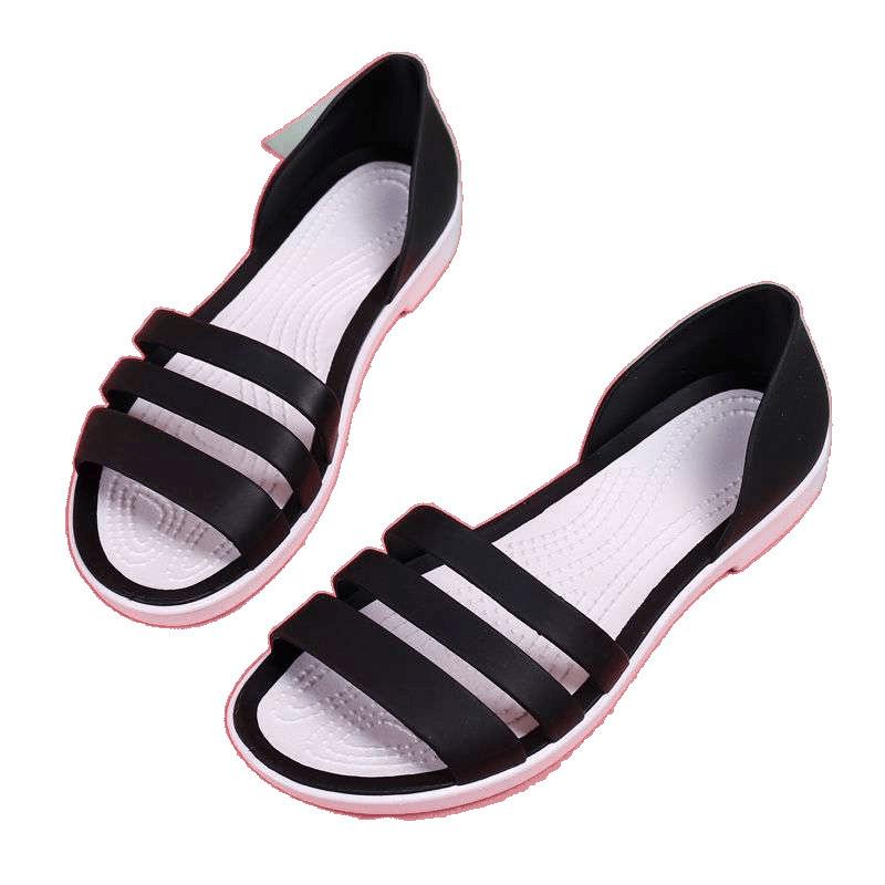 Flat-soled sandals versatile plastic wet water jelly shoes Korean version non-slip rain shoes waterproof female summer beach shoes fairy